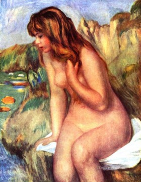 岩の上で水浴びする人 ピエール・オーギュスト・ルノワール Oil Paintings